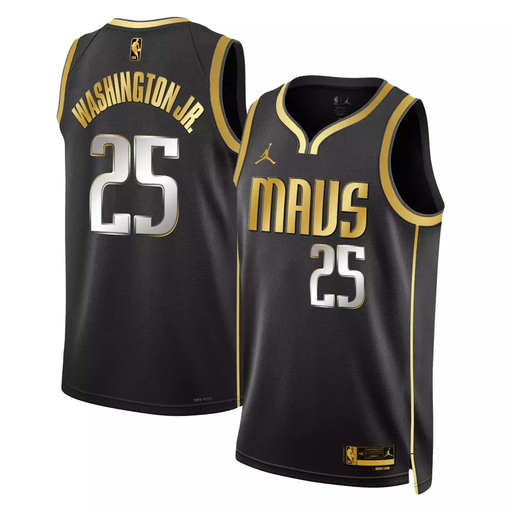pj washington black gold mens dallas mavericks swingman jersey all stitched