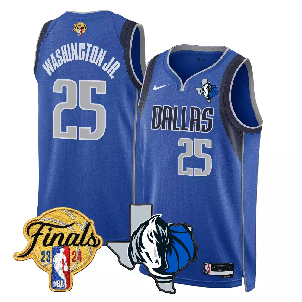 pj washington icon mens dallas mavericks 2024 finals texas patch swingman jersey all stitched