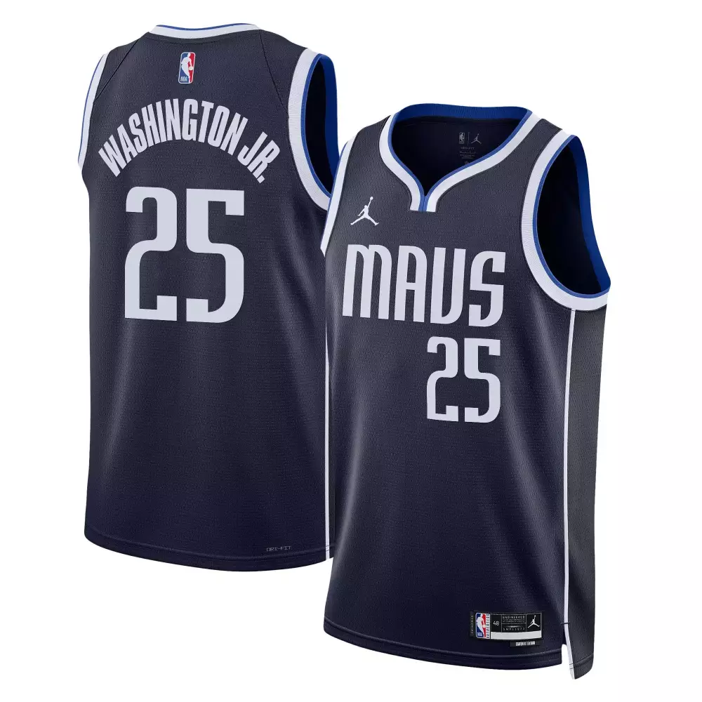 pj washington navy mens dallas mavericks 2024 finals texas patch baseball jersey all stitched