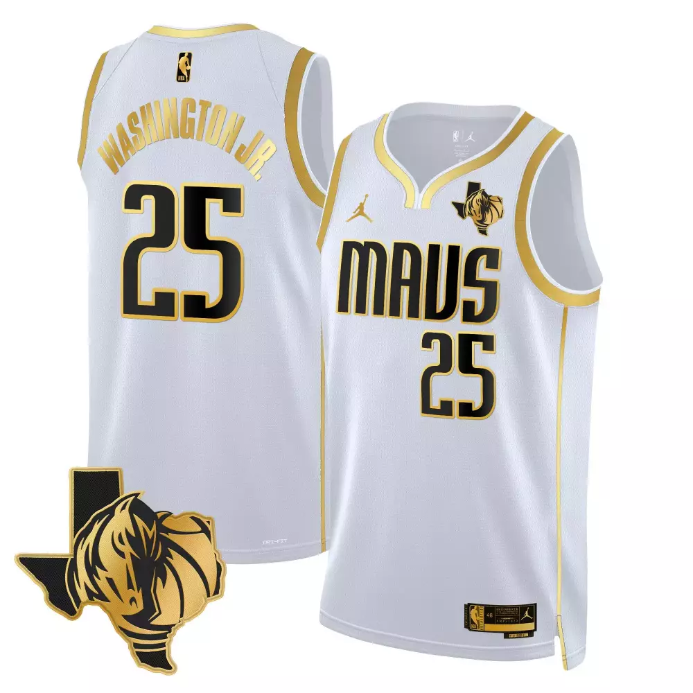 pj washington white gold mens dallas mavericks swingman jersey texas patch all stitched