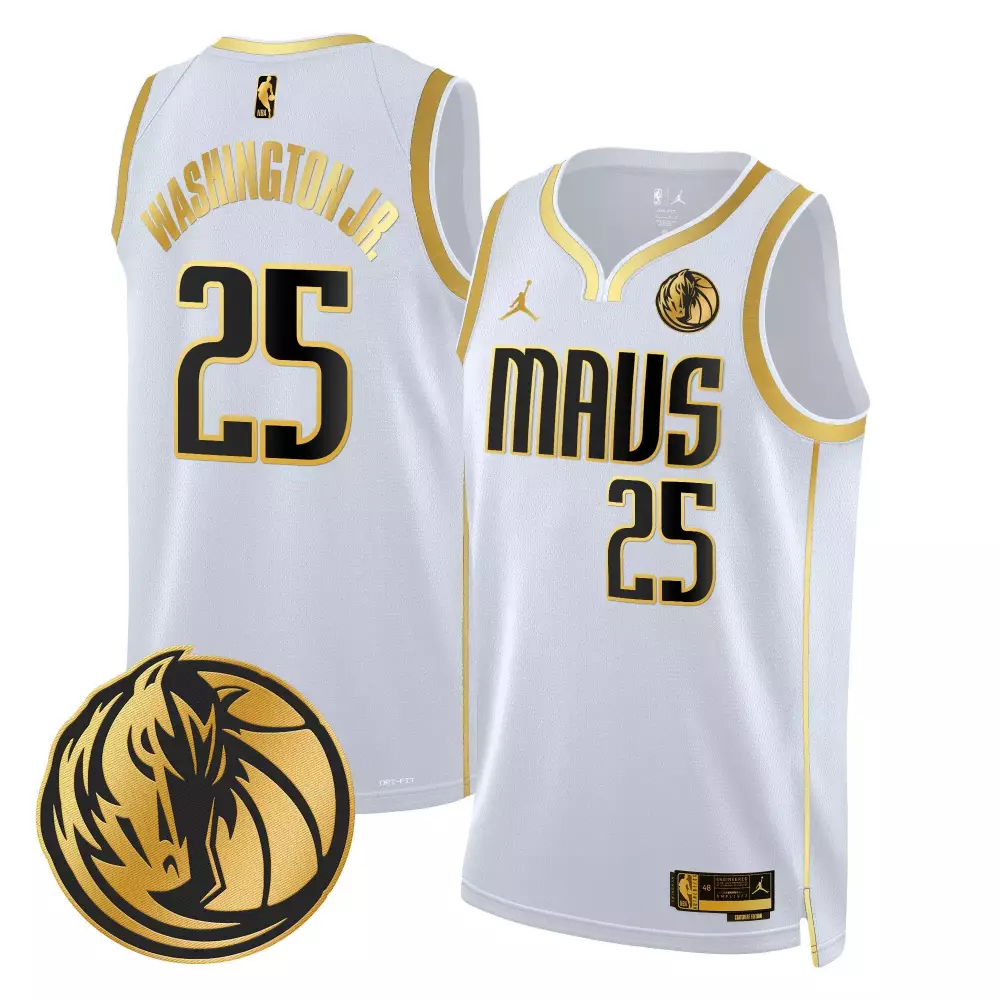 pj washington white gold mens dallas mavericks swingman jersey texas patch all stitched