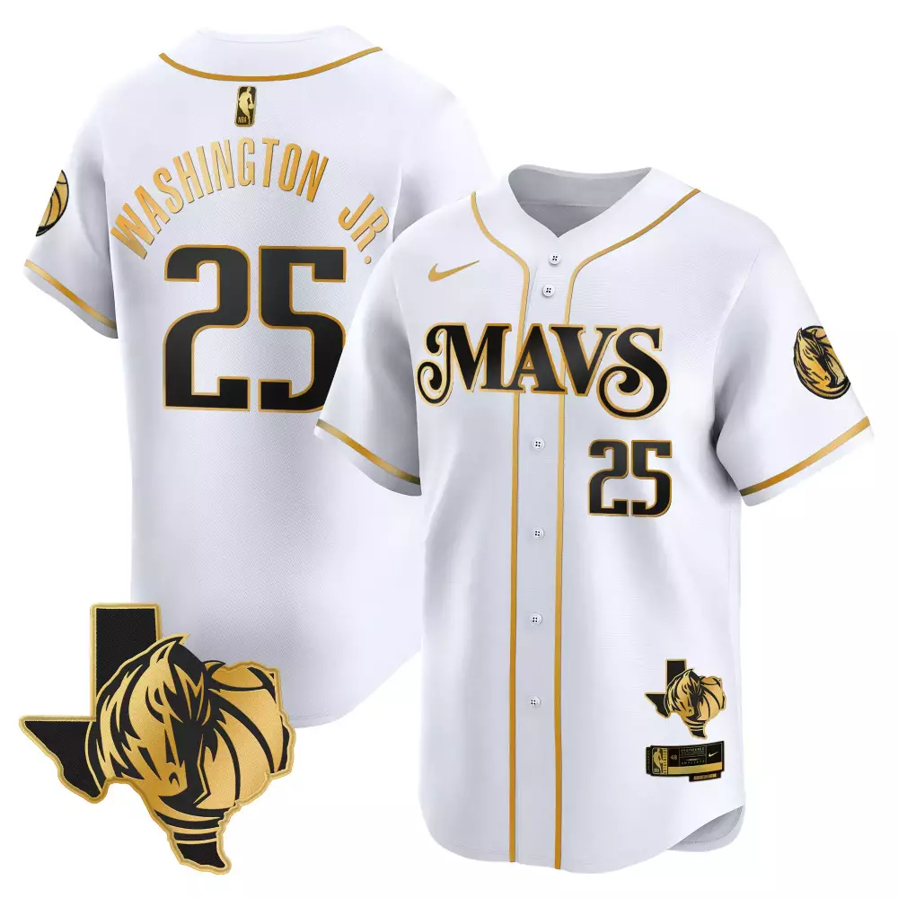pj washington white gold mens dallas mavericks swingman jersey texas patch all stitched