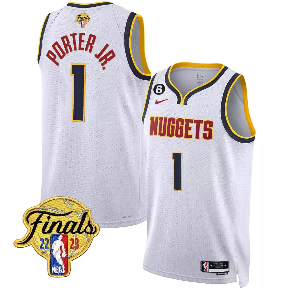 porter jr association mens denver nuggets 2023 finals patch gold jersey all stitched