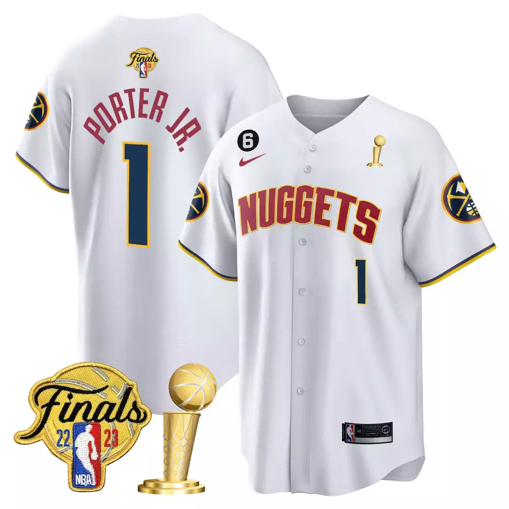 porter jr association youths denver nuggets 2023 finals champions patch cool base jersey all stitched