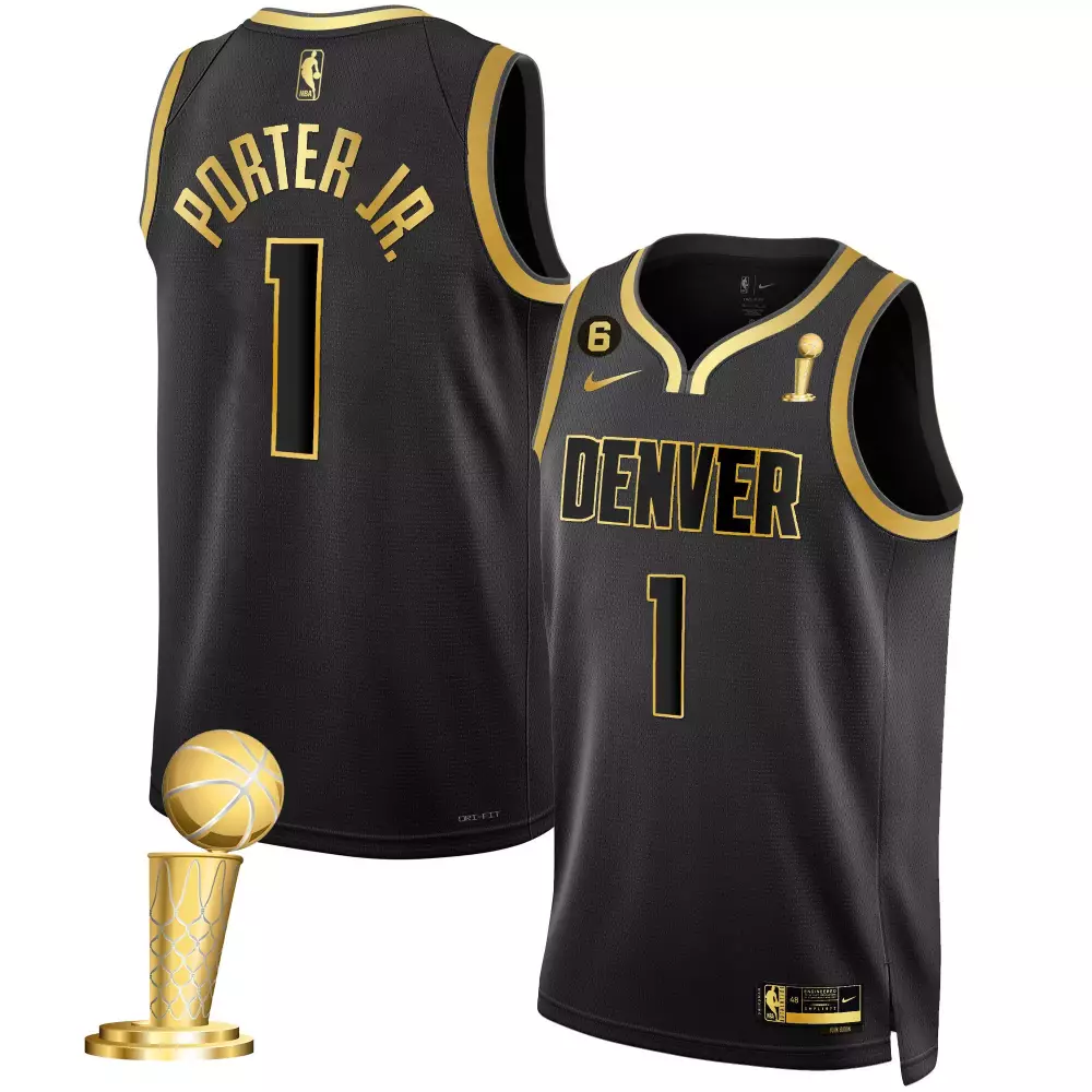 porter jr black gold mens denver nuggets 2023 champions jersey collection all stitched