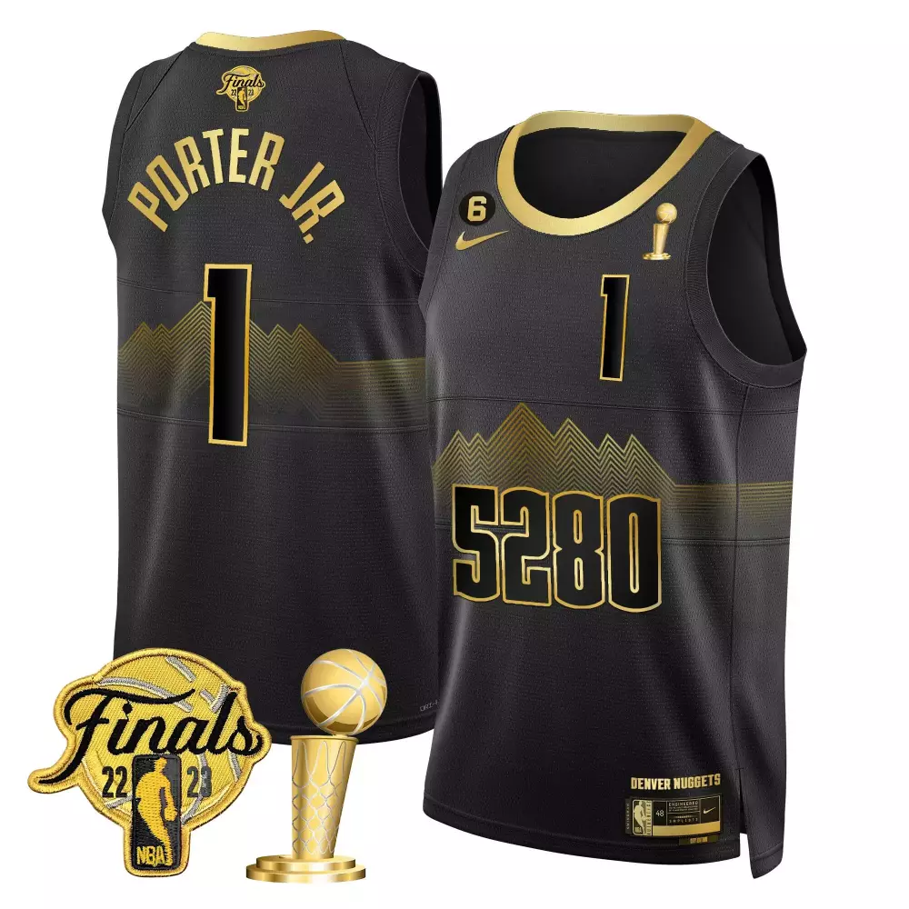 porter jr black gold mens denver nuggets 2023 finals champions patch jersey v2 all stitched