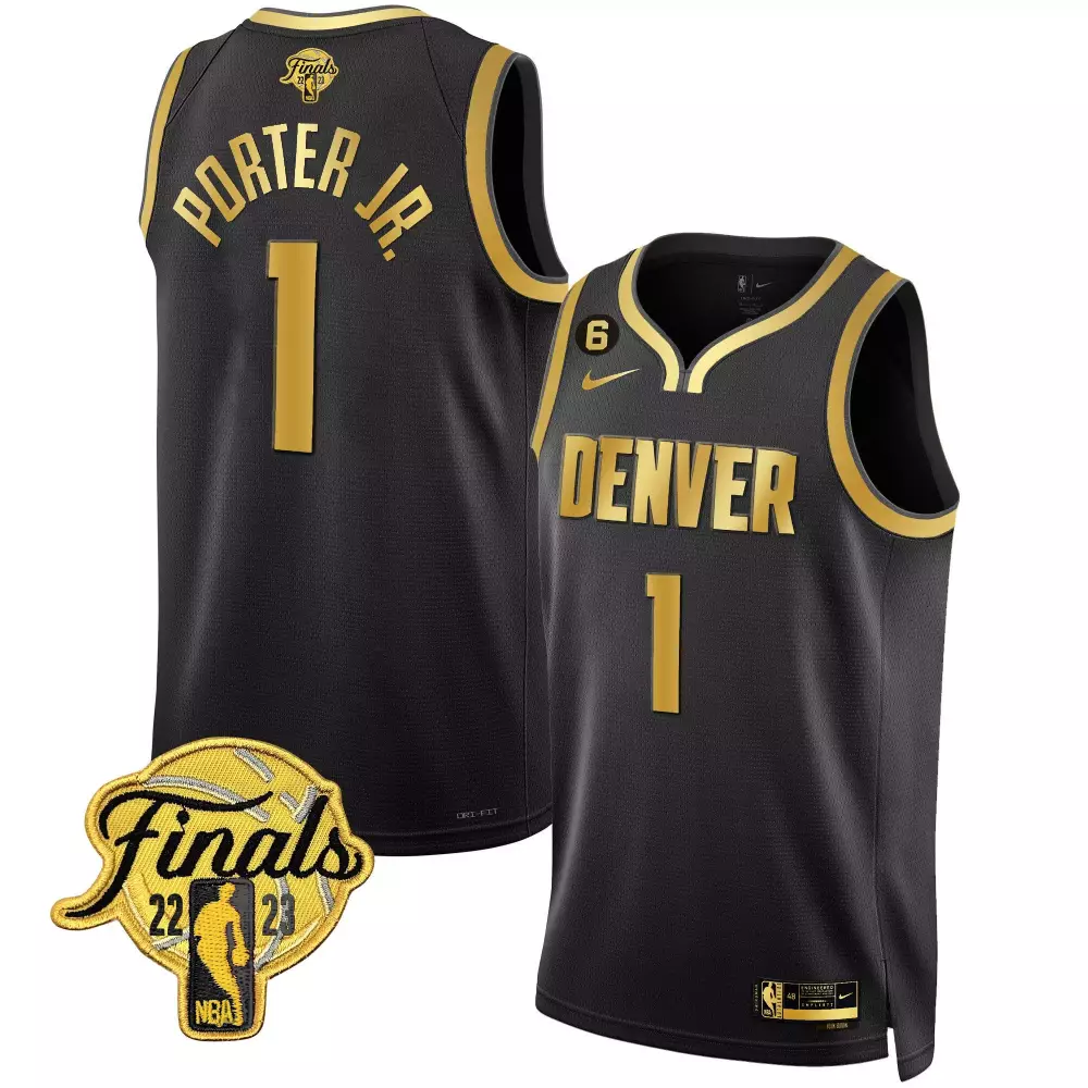 porter jr black gold mens denver nuggets 2023 finals champions patch jersey v2 all stitched