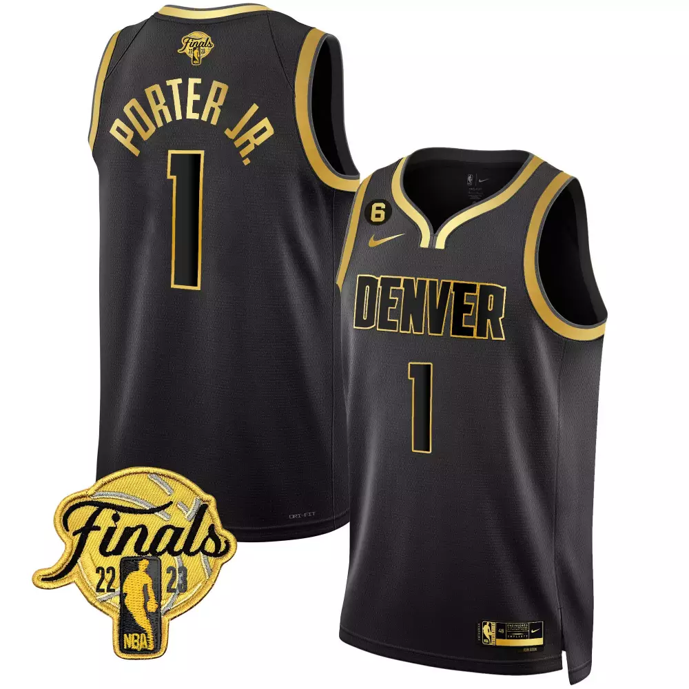 porter jr black gold mens denver nuggets 2023 finals champions patch jersey v2 all stitched