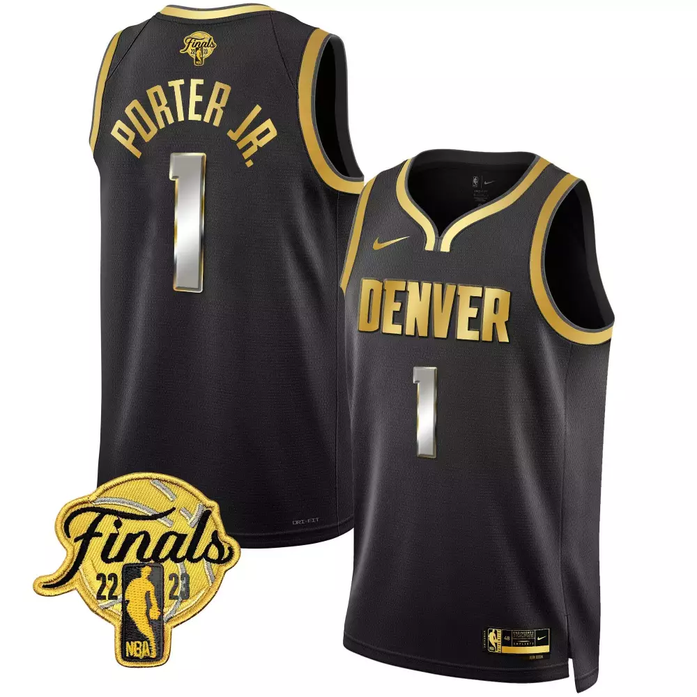 porter jr black limited mens denver nuggets 2023 finals patch collection jersey v2 all stitched