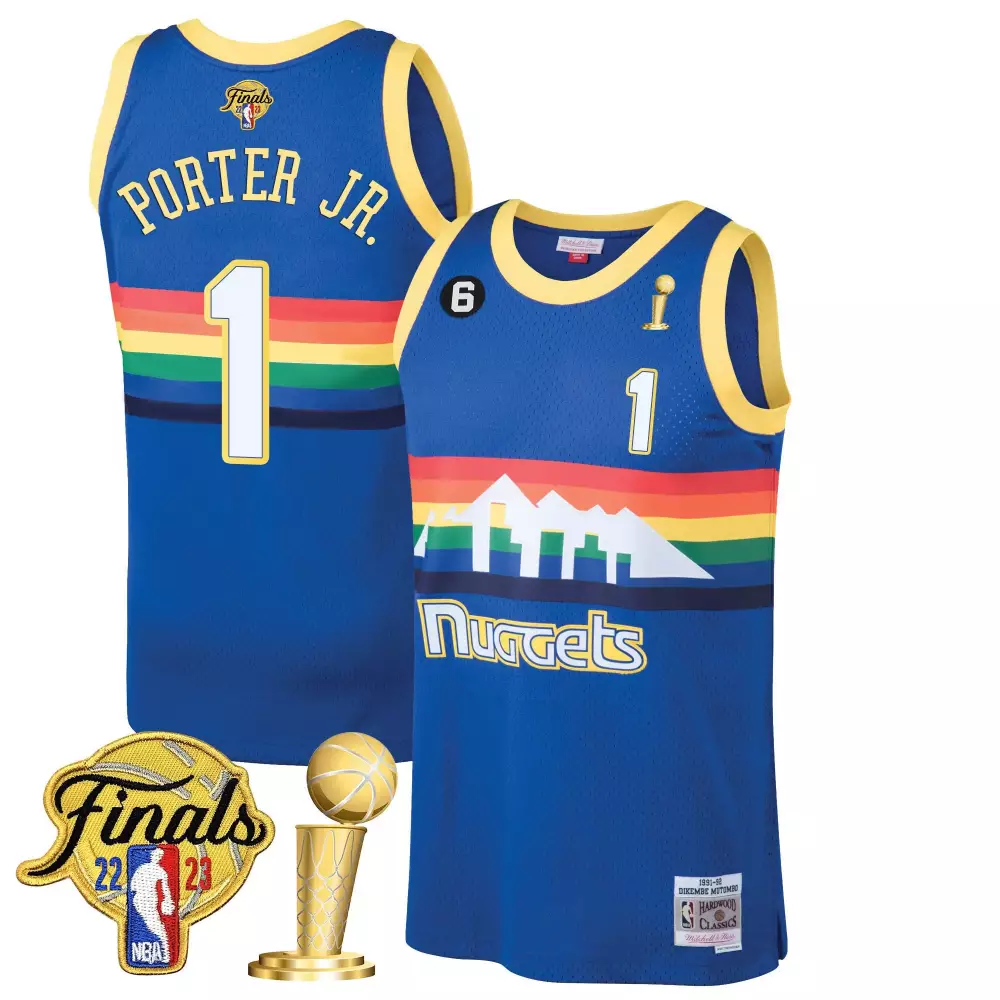 porter jr blue classic mens denver nuggets 2023 finals champions patch jersey all stitched