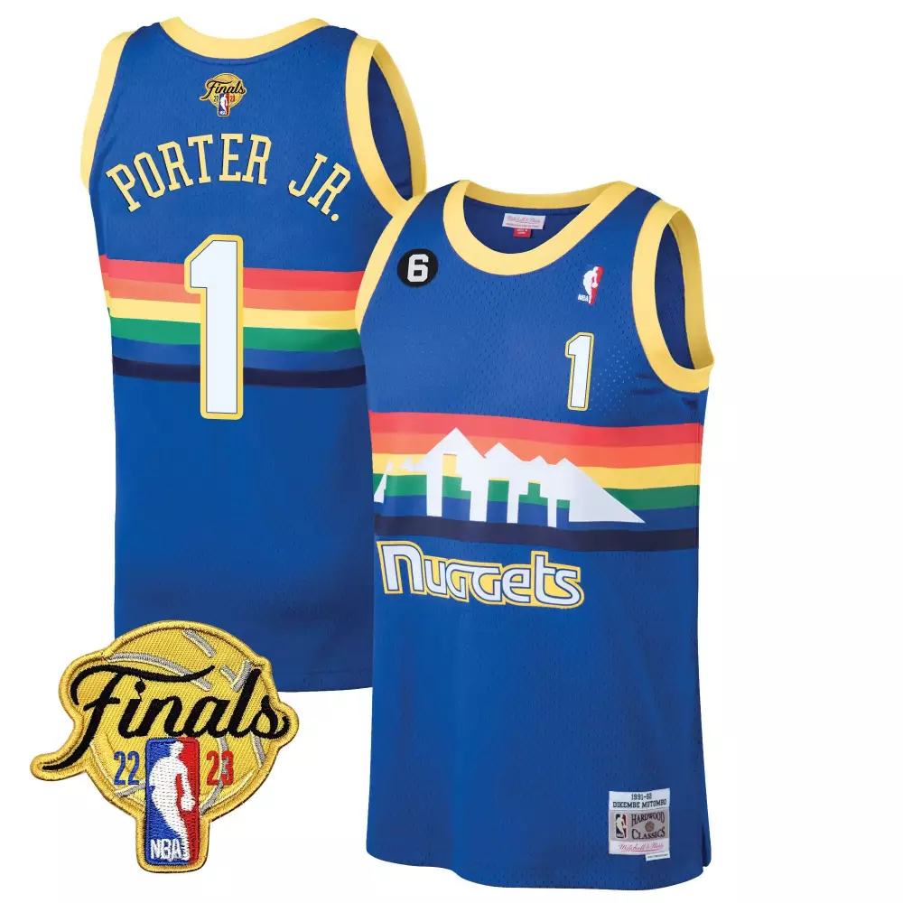 porter jr blue classic mens denver nuggets 2023 finals champions patch jersey all stitched