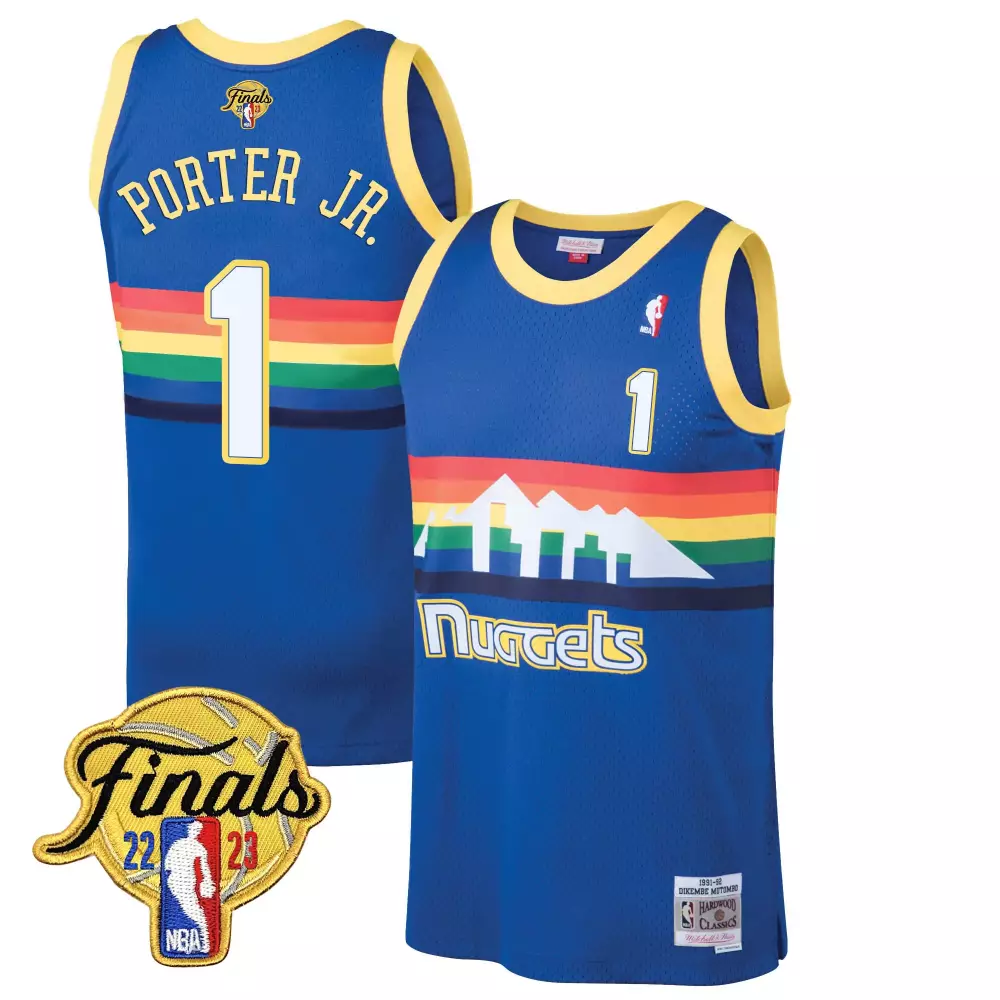 porter jr blue classic mens denver nuggets 2023 finals champions patch jersey all stitched