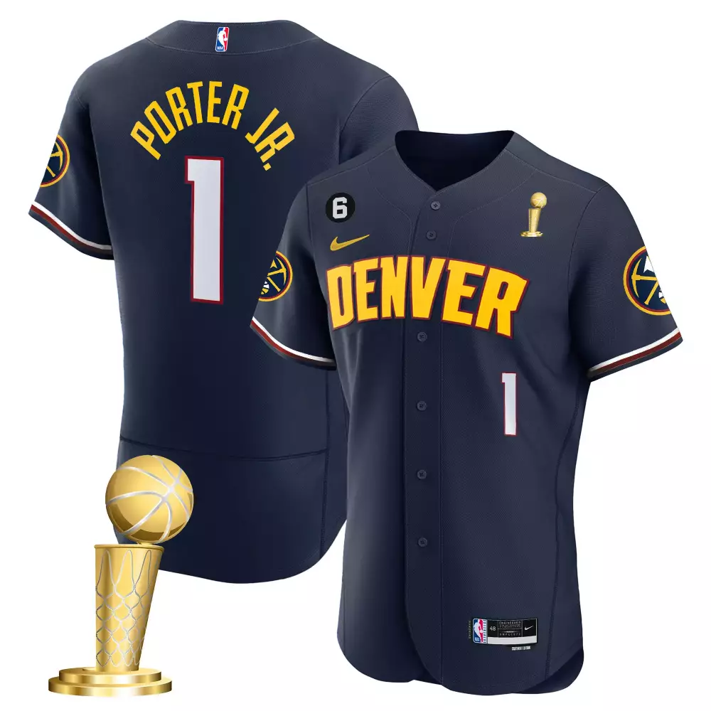 porter jr icon mens denver nuggets 2023 champions flex base jersey all stitched