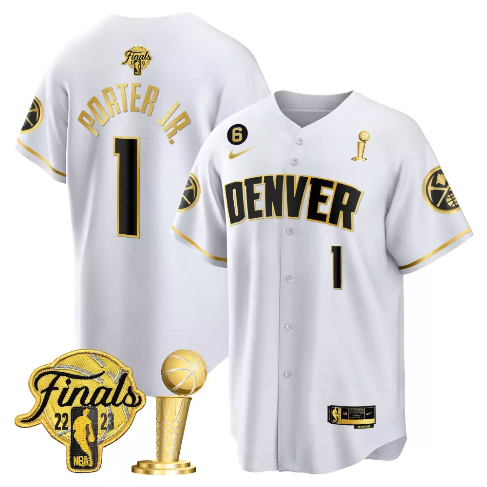 porter jr white gold youths denver nuggets 2023 champions jersey collection all stitched