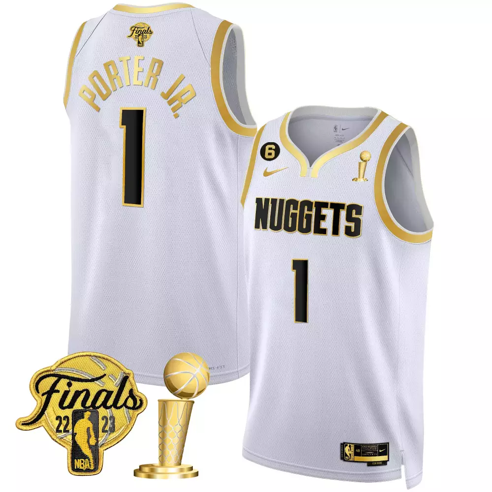 porter jr white gold youths denver nuggets 2023 champions jersey collection all stitched