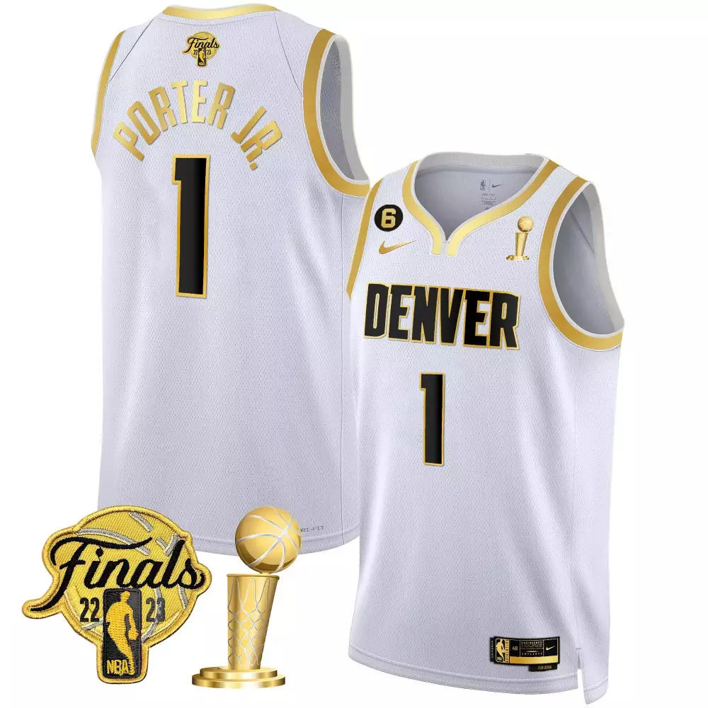 porter jr white gold youths denver nuggets 2023 champions jersey collection all stitched