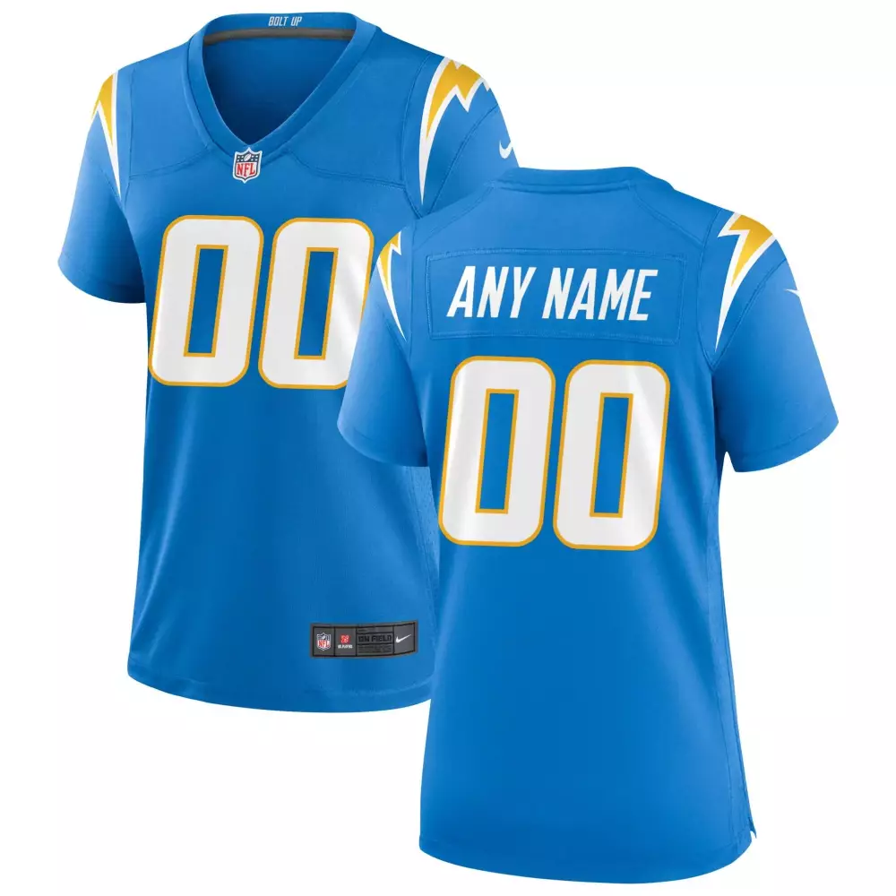 powder blue women womens los angeles chargers powder blue custom game jersey all stitched