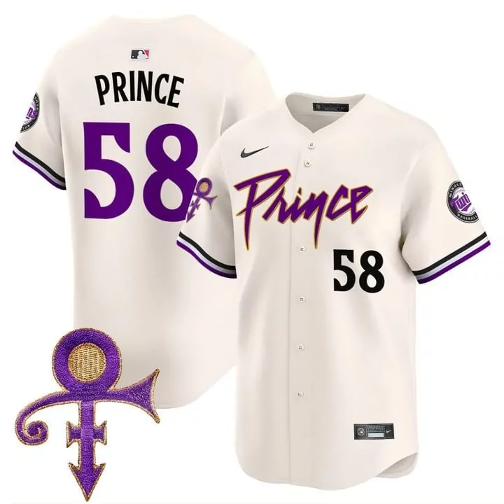 prince 1958 cream mens minnesota twins prince patch vapor premier limited jersey v3 all stitched