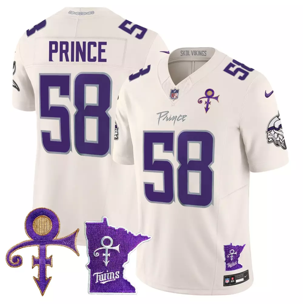 prince 1958 cream mens vikings 2024 prince vapor limited jersey v2 all stitched