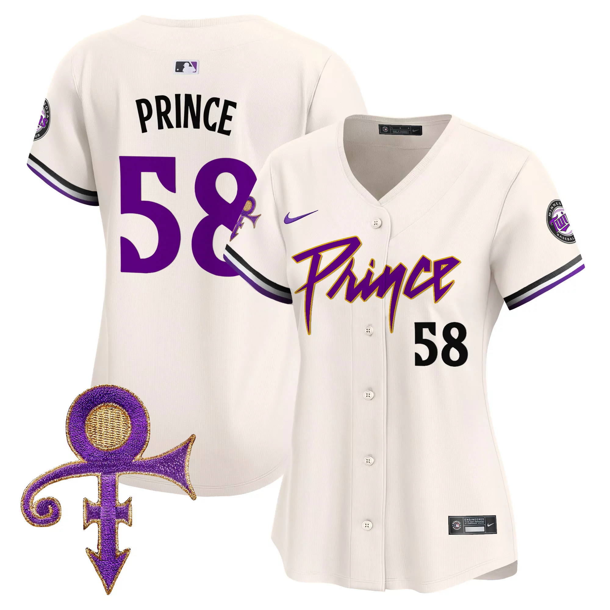 prince 1958 cream mens minnesota twins prince patch vapor premier limited jersey v3 all stitched