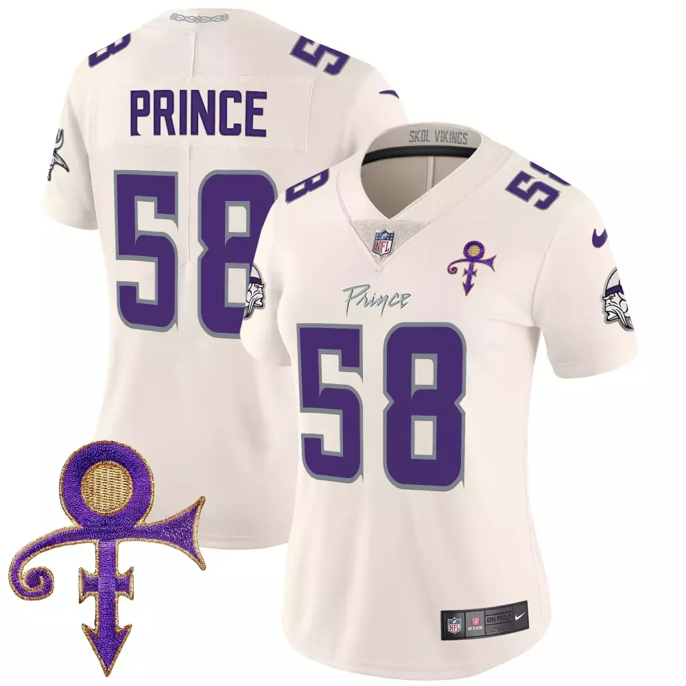 prince 1958 cream mens vikings 2024 prince vapor limited jersey v2 all stitched