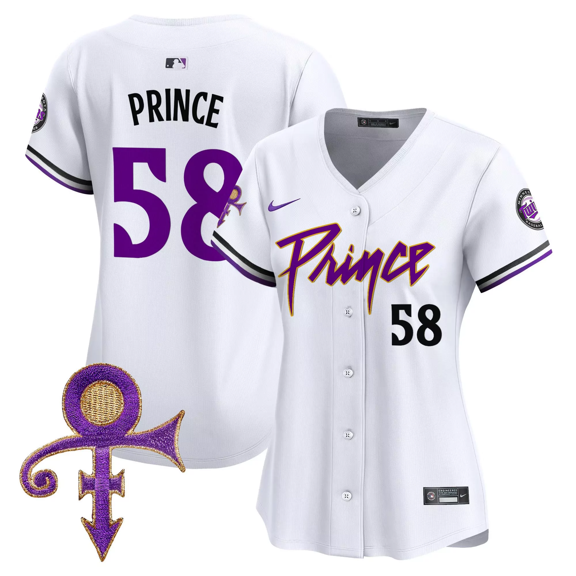 prince 1958 white womens minnesota twins prince patch vapor premier limited jersey all stitched
