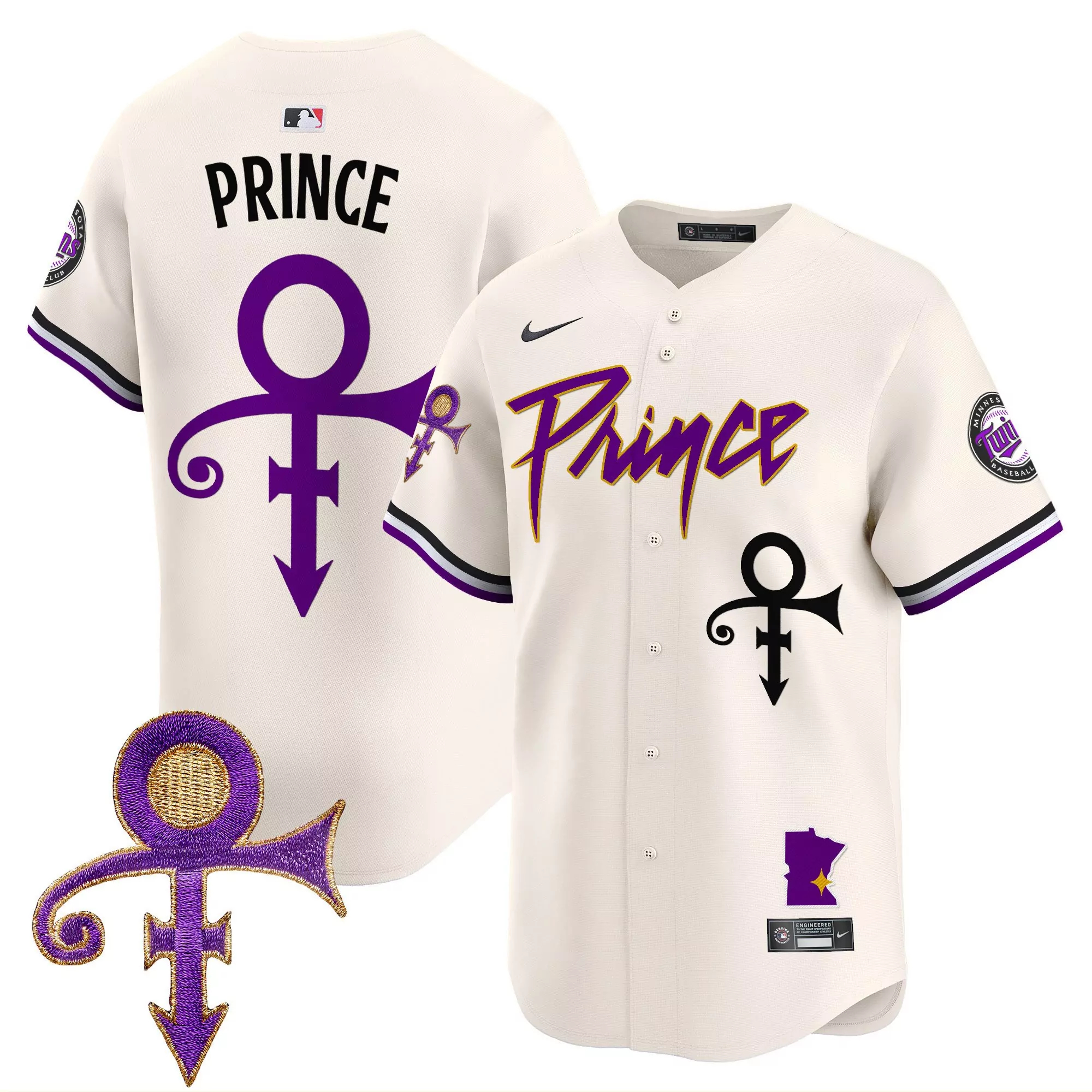 prince cream mens minnesota twins prince patch vapor premier limited jersey v2 all stitched