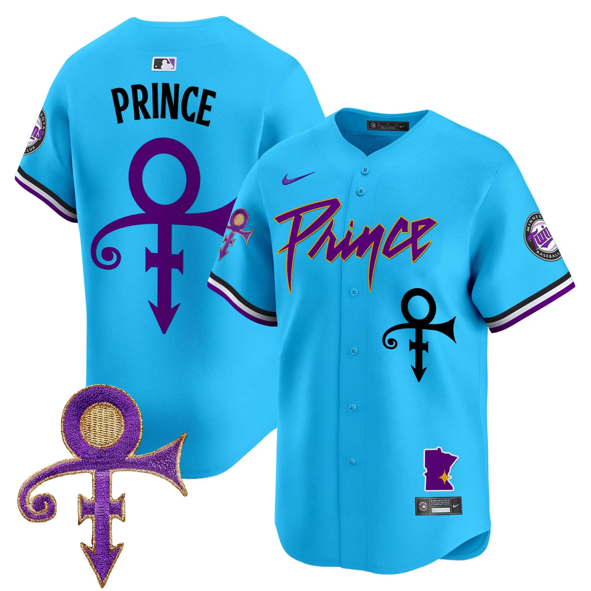 prince light blue mens minnesota twins prince patch vapor premier limited jersey all stitched