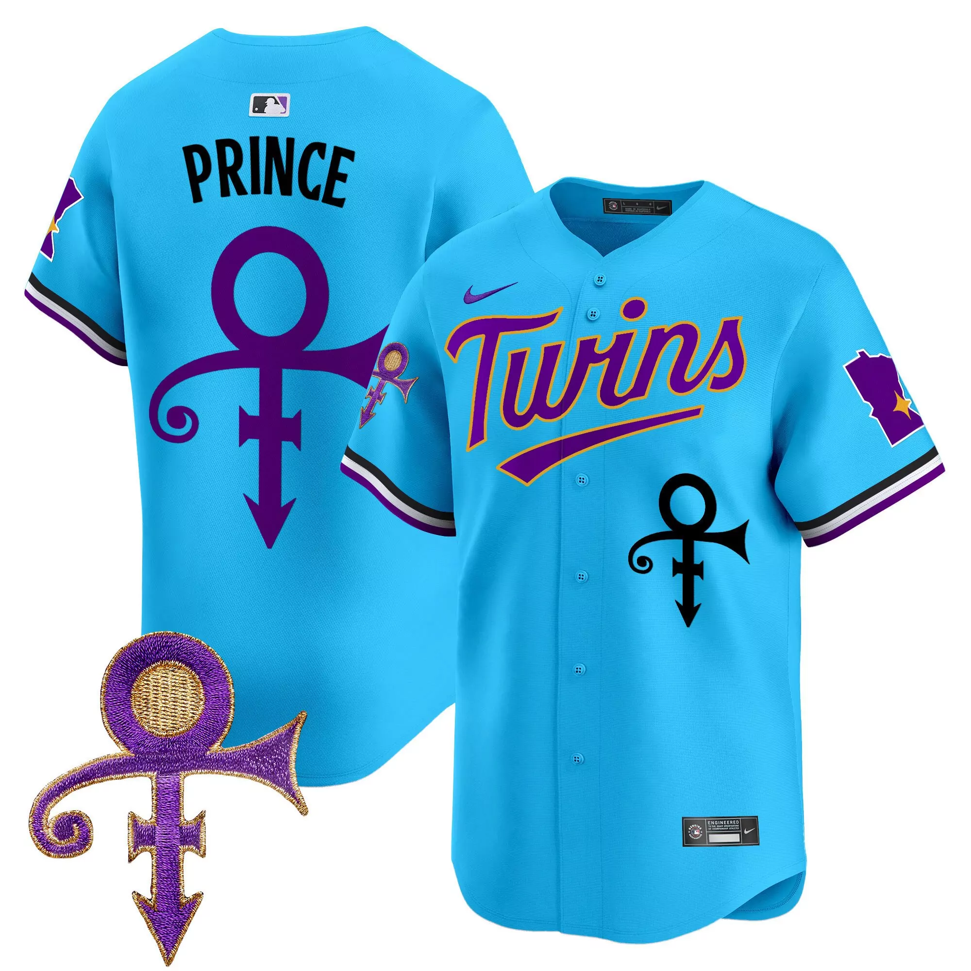 prince light blue mens minnesota twins prince patch vapor premier limited jersey all stitched