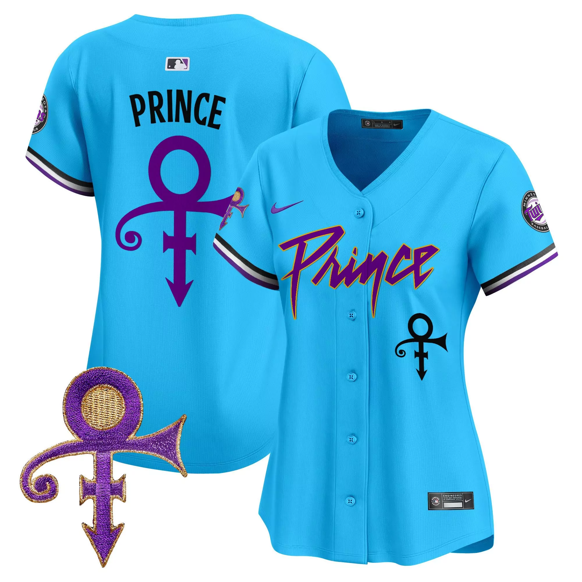 prince light blue womens minnesota twins prince patch vapor premier limited jersey v4 all stitched