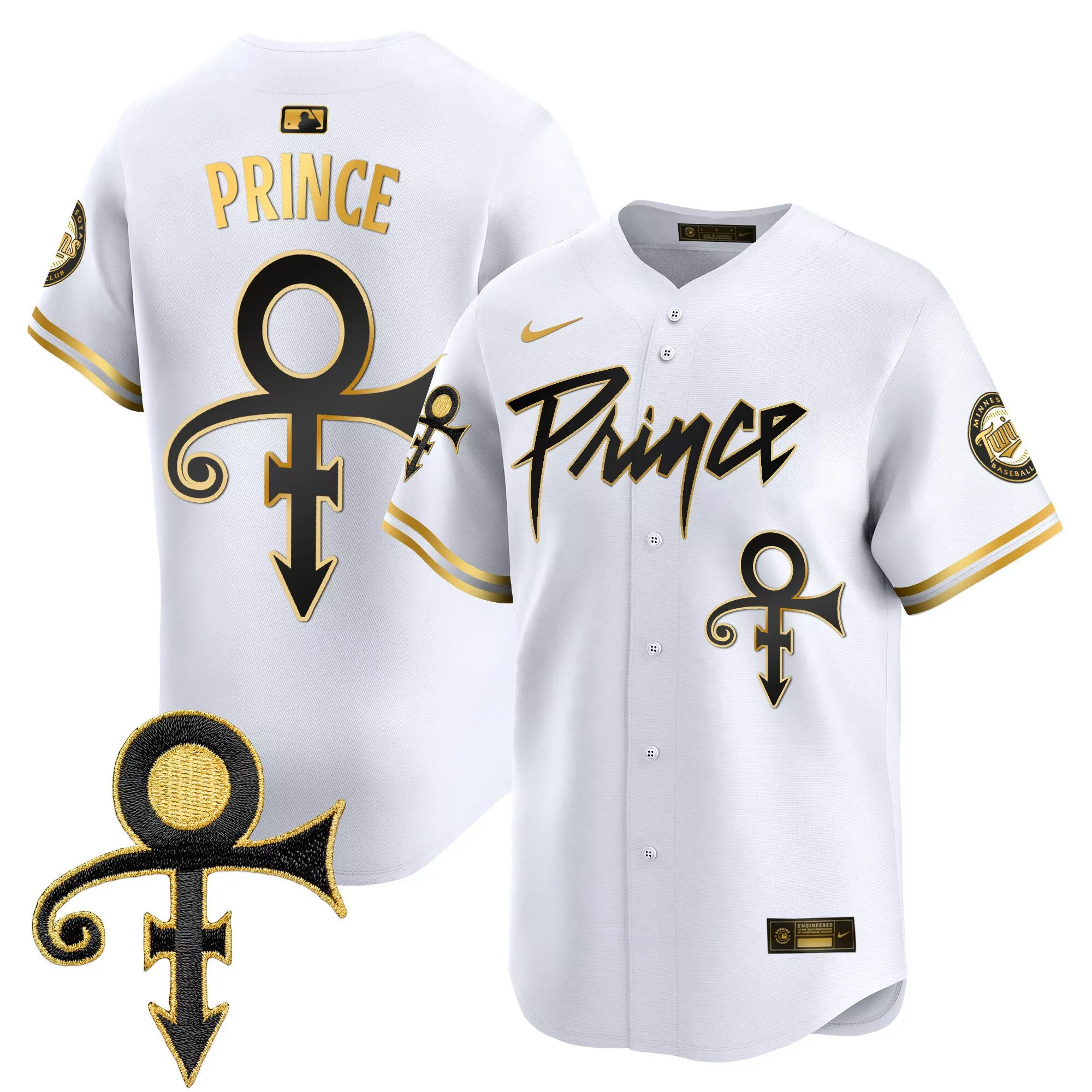prince white gold mens minnesota twins prince patch vapor premier limited jersey v4 all stitched