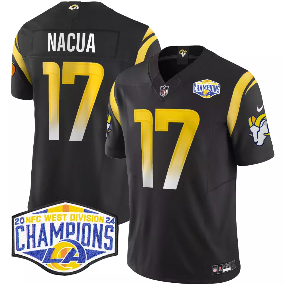 puka nacua black limited womens los angeles rams 2024 gold vapor limited jersey all stitched