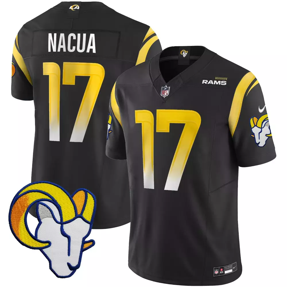 puka nacua black mens los angeles rams vapor limited jersey v2 all stitched