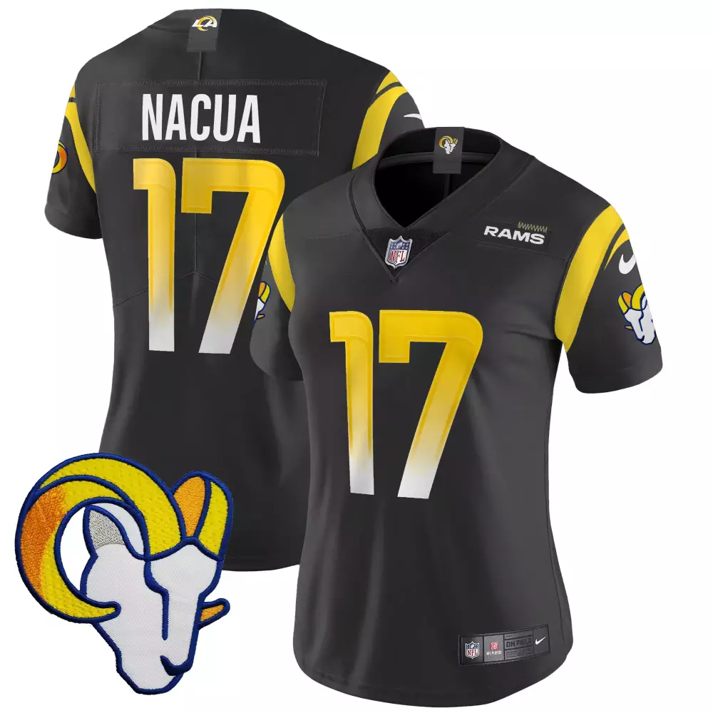 puka nacua black mens los angeles rams vapor limited jersey v2 all stitched