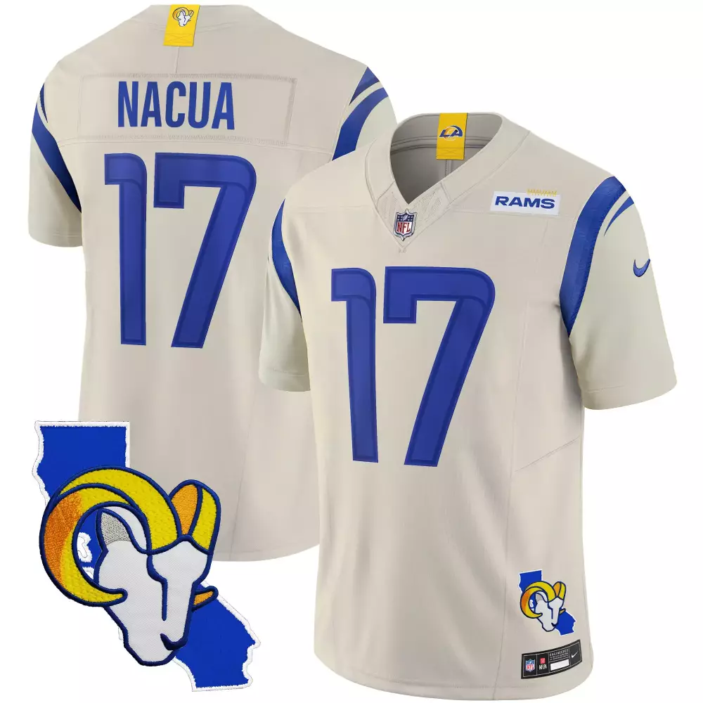 puka nacua bone mens los angeles rams 2024 nfc west division champions vapor limited jersey all stitched
