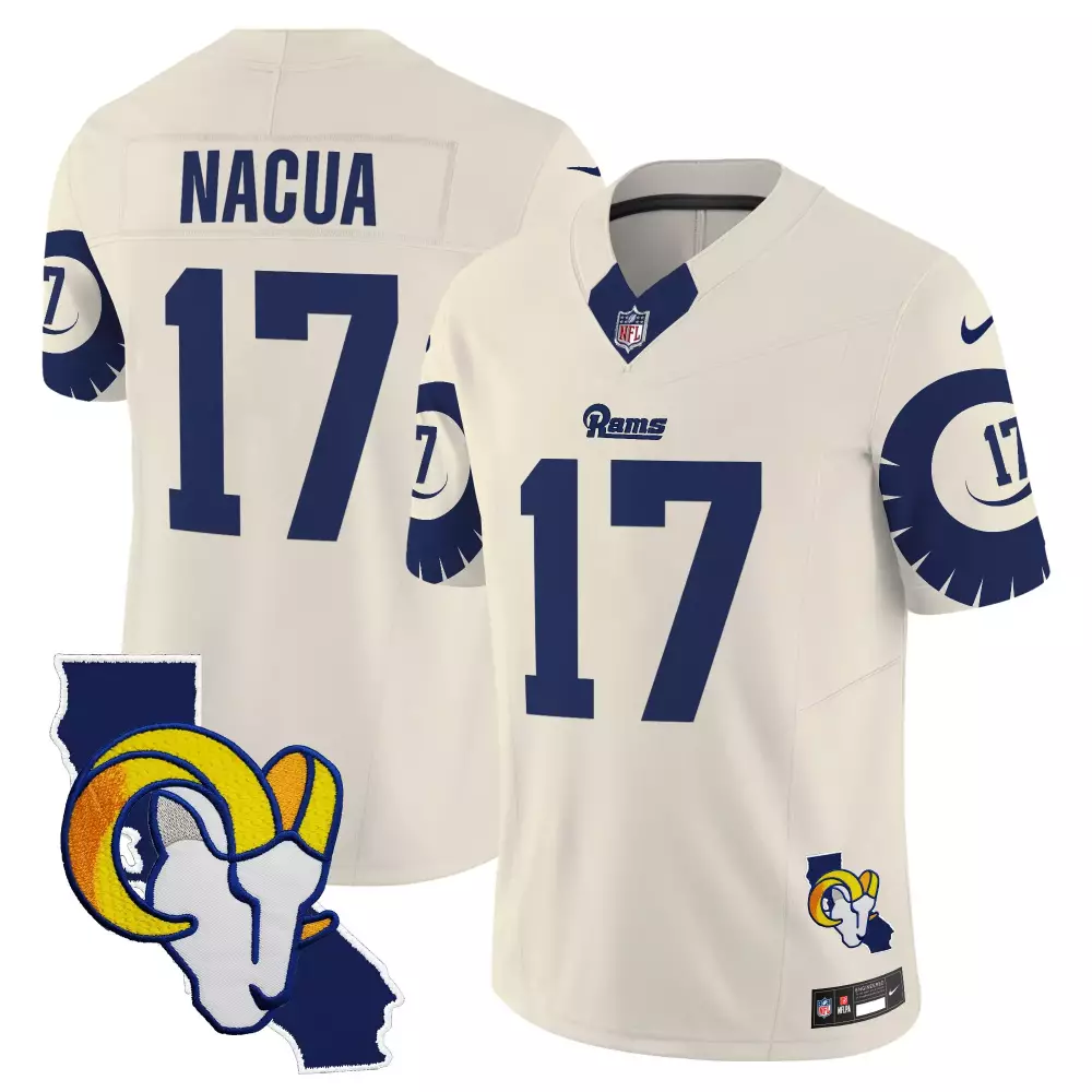 puka nacua bone mens los angeles rams 2024 nfc west division champions vapor limited jersey all stitched