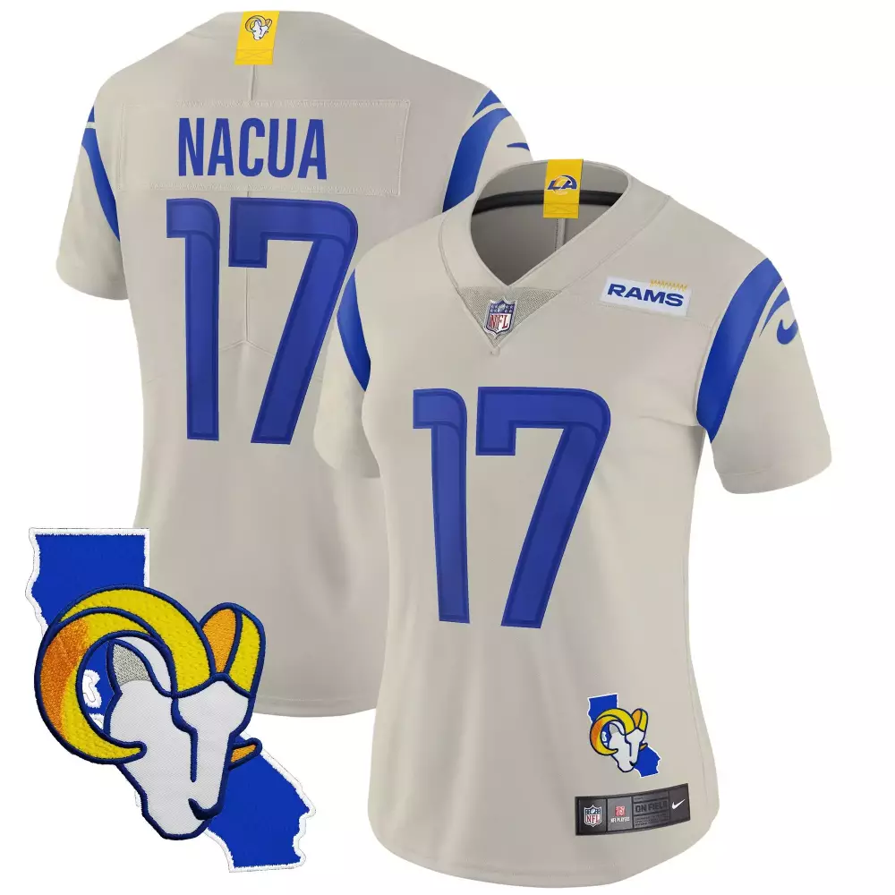 puka nacua bone mens los angeles rams vapor limited jersey all stitched
