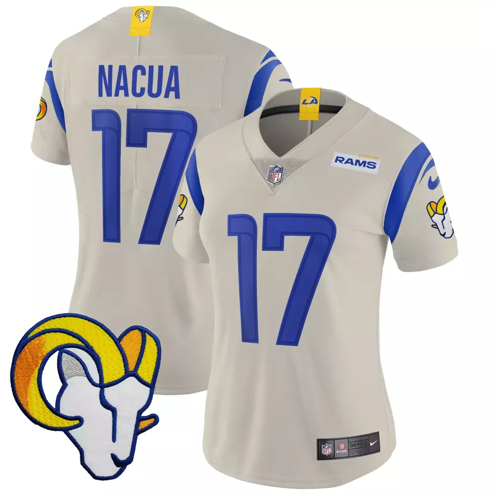 puka nacua bone womens los angeles rams vapor limited jersey v2 all stitched