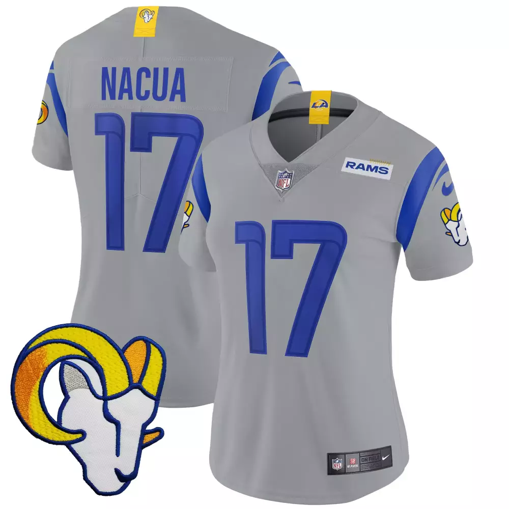 puka nacua gray womens los angeles rams california patch vapor limited jersey all stitched