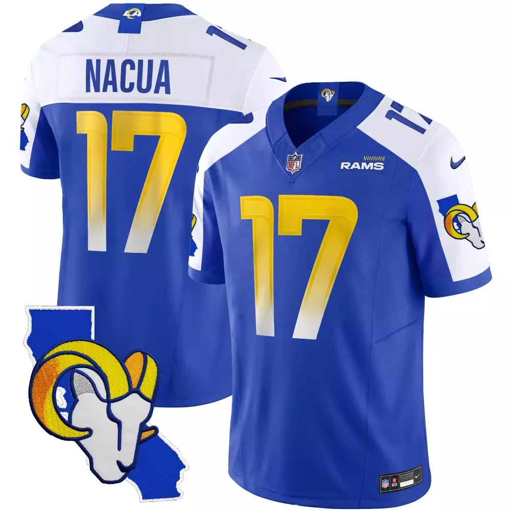 puka nacua royal alternate mens los angeles rams 2024 nfc west division champions vapor limited jersey all stitched