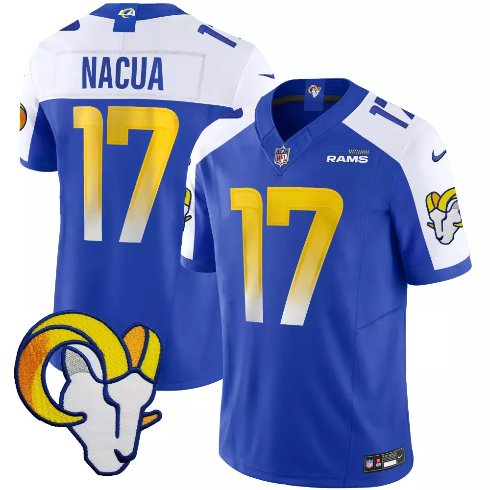 puka nacua royal alternate mens los angeles rams 2024 nfc west division champions vapor limited jersey all stitched