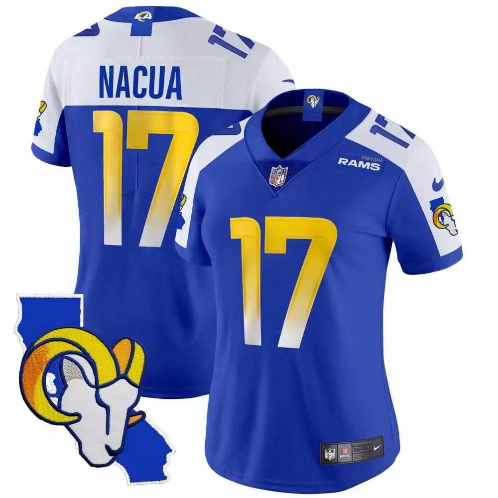 puka nacua royal alternate mens los angeles rams 2024 nfc west division champions vapor limited jersey all stitched