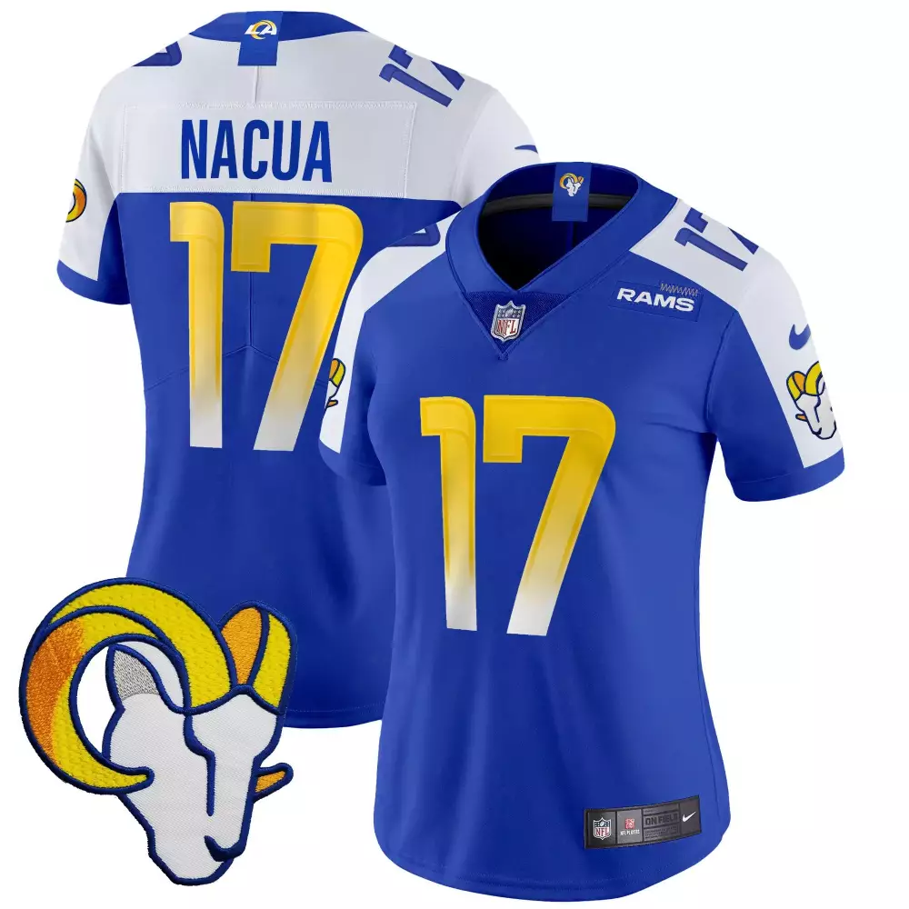puka nacua royal alternate womens los angeles rams vapor limited jersey v2 all stitched