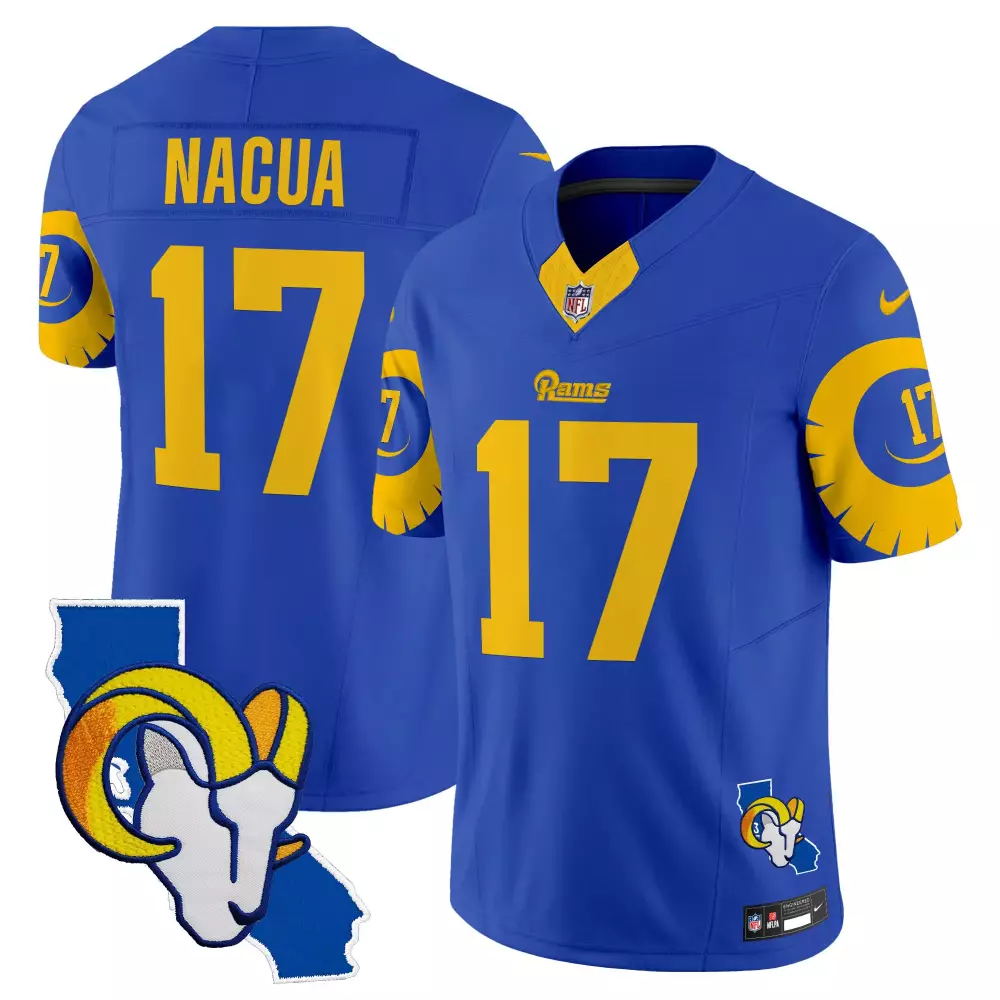 puka nacua royal mens los angeles rams special vapor limited jersey v2 all stitched