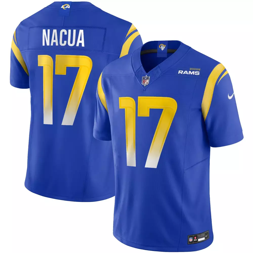 puka nacua royal mens los angeles rams special vapor limited jersey v2 all stitched