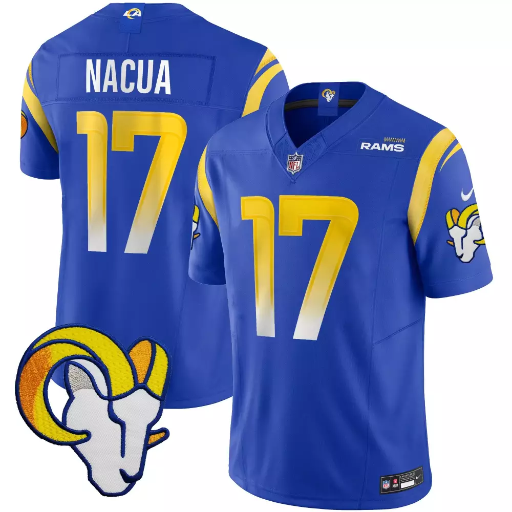 puka nacua royal mens los angeles rams special vapor limited jersey v2 all stitched