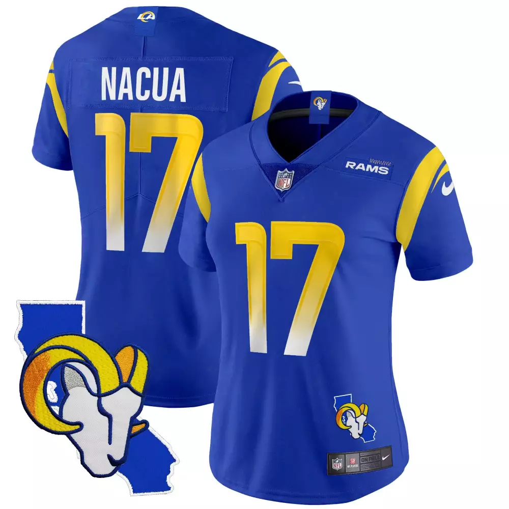 puka nacua royal mens los angeles rams special vapor limited jersey v2 all stitched