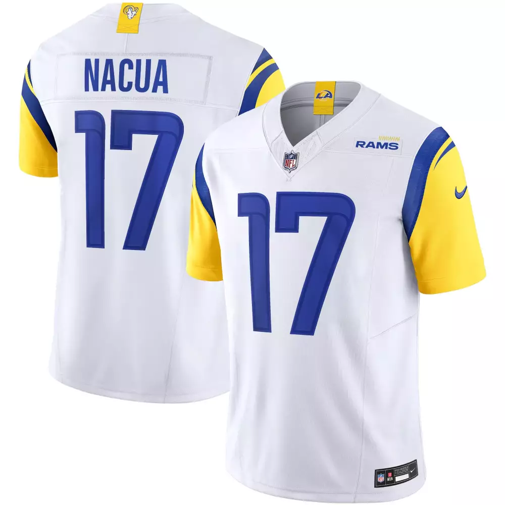puka nacua white mens los angeles rams vapor limited jersey all stitched