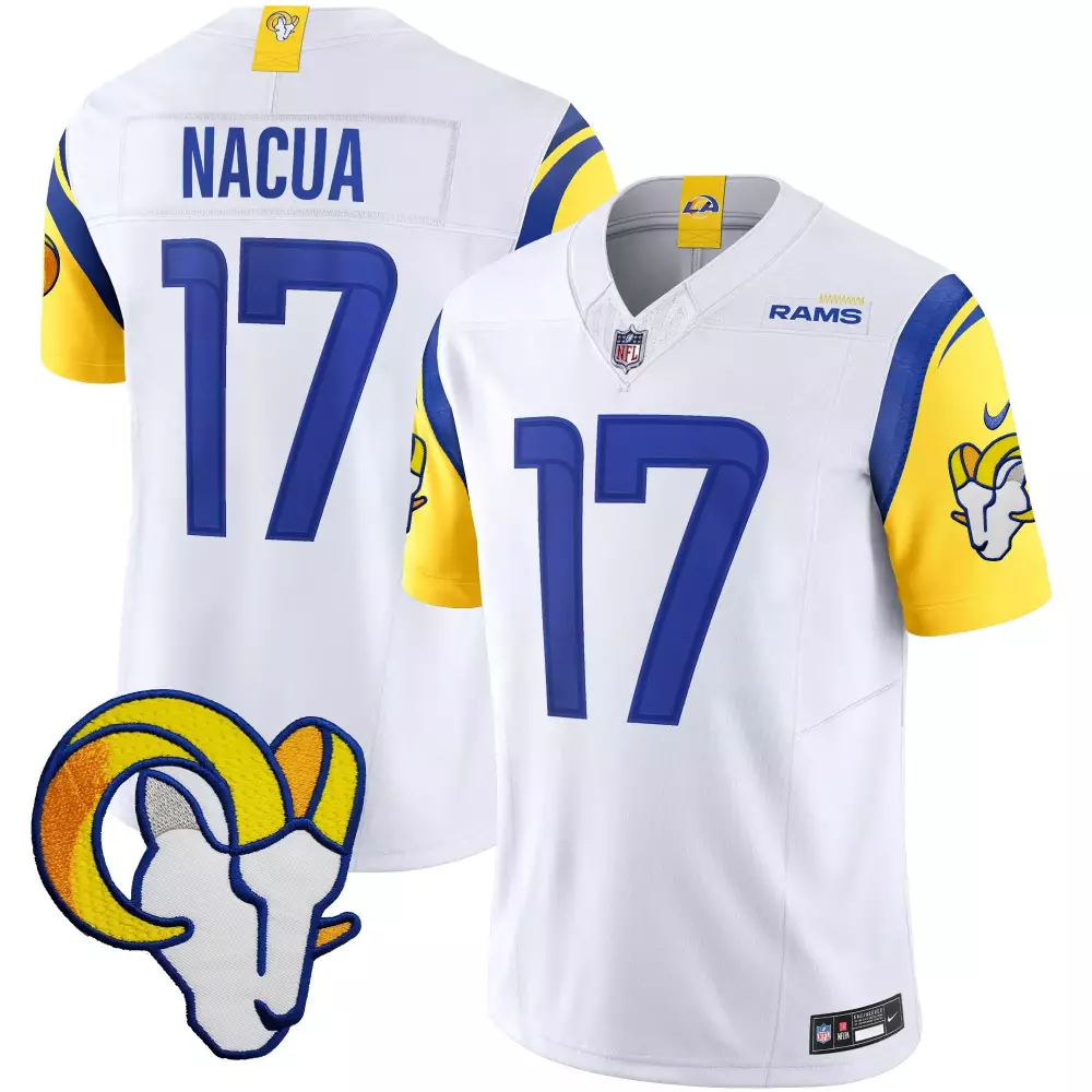 puka nacua white mens los angeles rams vapor limited jersey all stitched