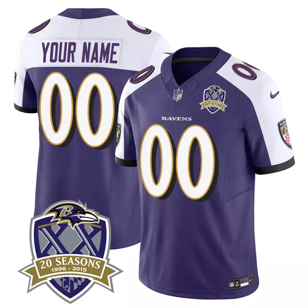 Baltimore Ravens 20th Season Purple Alternate Jersey | Vapor Limited Edition | Custom Stitched Fan Gear | For Men, Women & Youth